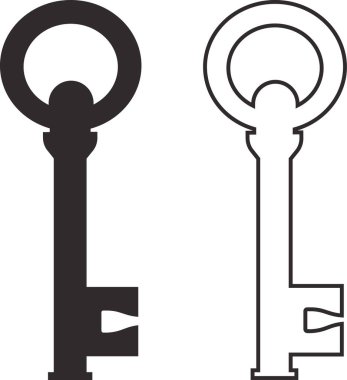 Moda düz ve satır biçimindeki anahtar simgesi şeffaf arkaplanda izole edildi. Kilitleri açmak için kullan. Uygulamalarınız ve web sitenizin tasarımı için anahtar sembolü, logo, UI. Vektör