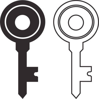 Moda düz ve satır biçimindeki anahtar simgesi şeffaf arkaplanda izole edildi. Kilitleri açmak için kullan. Uygulamalarınız ve web sitenizin tasarımı için anahtar sembolü, logo, UI. Vektör