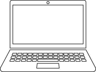 Dizüstü bilgisayar simgesi devrede. Şeffaf arkaplanda izole edilmiş. Uygulamalar ve web sitesi için elektronik ve aygıtlarla ilgili dizüstü bilgisayar, donanım LCD TV imzalama vektörü