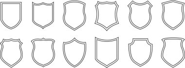 Polis rozeti şekil ikonu ayarlandı. Bu polis veya silahlı kuvvetler için şeffaf arkaplan koleksiyonuna izole edilmiş rozet etiketi uygulamalar ve web sitesi için sembol logoti vektörü
