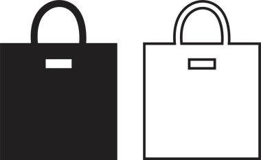 Alışveriş torbası ve alışveriş varyasyonları düz, çizgi simgeleri hazır. Şeffaf arkaplanda izole edilmiş. Kağıt pazarı paketi ve bakkal çantası ambalajı sembolü olarak kullanılır. uygulamalar ve web sitesi için vektör