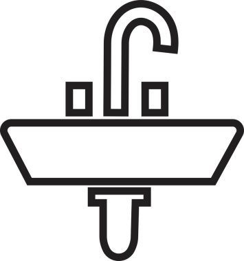 lavabo birimi simgesi hizada, mutfak ve banyo lavabosu işareti için kullanın, uygulamalar ve web sitesi için şeffaf arka plan vektörüne izole edilmiş moda tarzı pictogram sembolü