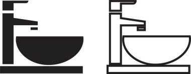 lavabo ünitesi I simgesi düz, mutfak ve banyo lavabosu işareti için satır ayarlı kullanım, uygulamalar ve web sitesi için şeffaf arka plan vektörü izole moda biçiminde pictogram sembol