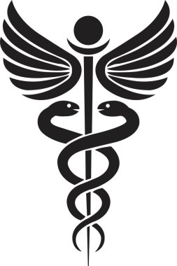 Caduceus Tıbbi Yılan ikonu düzleştirildi. Şeffaf arkaplanda izole edilmiş. Sembol tıbbi tasarım ve Yılan Meydanı Siyah Sürüngenler siluetleri. Soyut işaret yılanı. Uygulamalar ve web sitesi için vektör