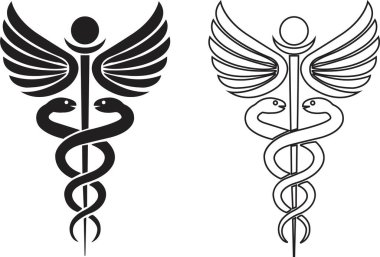 Caduceus Tıbbi Yılan ikonu düz çizgi halinde. Şeffaf arkaplanda izole edilmiş. Sembol tıbbi tasarım ve Yılan Meydanı Siyah Sürüngenler siluetleri. Soyut işaret yılanı. Uygulamalar ve web sitesi için vektör