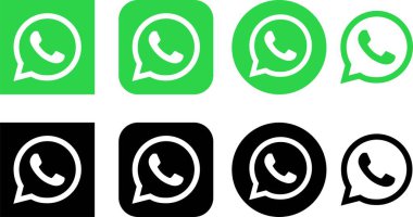 Düz biçimli WhatsApp simgesi. Şeffaf arkaplanda basit Whatsapp logosu işareti var. Web veya mobil uygulamalar için vektör popüler sosyal medya düğmesi simgesi, anlık haberci yeşil, siyah editoryal