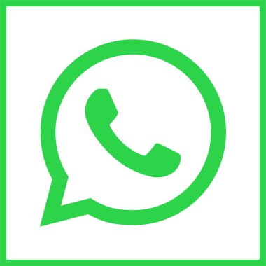 WhatsApp simgesi düz çizgi şeklinde. Şeffaf arkaplanda basit Whatsapp logosu işareti var. Web veya mobil uygulamalar için vektör popüler sosyal medya düğmesi simgesi, anlık haberci yeşil editoryel