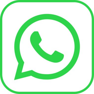 WhatsApp simgesi düz çizgi şeklinde. Şeffaf arkaplanda basit Whatsapp logosu işareti var. Web veya mobil uygulamalar için vektör popüler sosyal medya düğmesi simgesi, anlık haberci yeşil editoryel