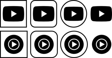 YouTube uygulaması ve YouTube müzik logosu düz çizgi seti. İnternet sitesi için YouTube oynatma düğmesi, ses müziği, sosyal medya editoryel vektörü. Şeffaf arkaplanda izole