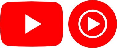 YouTube uygulaması ve YouTube müzik logosu düz sette. İnternet sitesi için YouTube oynatma düğmesi, ses müziği, sosyal medya editoryel vektörü. Şeffaf arkaplanda izole