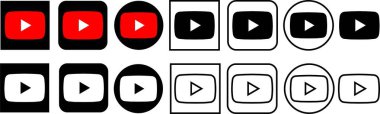 Düz çizgi halinde YouTube logo tasarımı. Uygulamalar ya da web YouTube renkli sosyal medya simgesi için editoryal vektör. Saydam arkaplan abone çalma düğmesi depolama ve video logosu görüntüleme üzerinde izole edilmiş.
