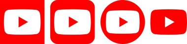 Düz sette YouTube logo tasarımı. Uygulamalar ya da web YouTube renkli sosyal medya simgesi için editoryal vektör. Saydam arkaplan abone çalma düğmesi depolama ve video logosu görüntüleme üzerinde izole edilmiş.