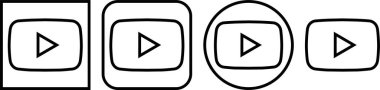 YouTube logo tasarımı satırda. Uygulamalar ya da web YouTube renkli sosyal medya simgesi için editoryal vektör. Saydam arkaplan abone çalma düğmesi depolama ve video logosu görüntüleme üzerinde izole edilmiş.