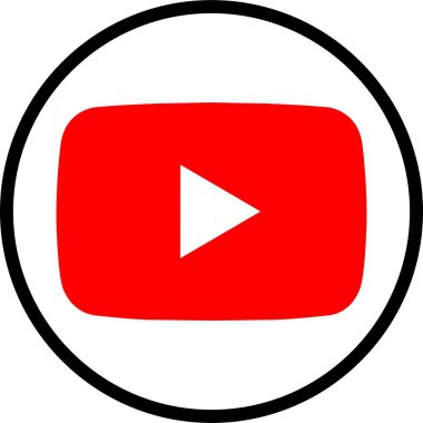YouTube logo tasarımı düz çizgide. Uygulamalar ya da web YouTube renkli sosyal medya simgesi için editoryal vektör. Saydam arkaplan abone çalma düğmesi depolama ve video logosu görüntüleme üzerinde izole edilmiş.