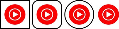 YouTube Müzik Mobil Uygulama simgesi düz çizgi setinde. Logo Youtube müzik sosyal medya ikonlarını dinle. Uygulamalar veya Web Akımı Şarkıları ve Müzik Videoları için şeffaf arkaplanda izole edilmiş editoryal vektör
