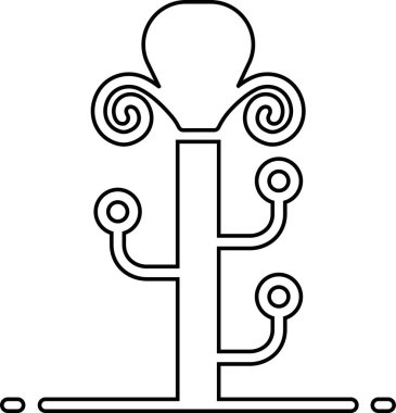 Palto standı ikonu hizada. Lobideki ya da koridordaki şeffaf arka plan askısında izole edilmiş. Asmak için mobilya parçası. Evin içinde ya da kafedeki vestiyerde. uygulamalar ve web sitesi için vektör