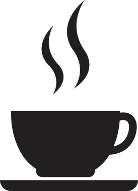 Kahve ve çay ikonu düz konumda. Şeffaf arka planda izole edilmiş bir fincan sıcak kafein soğuk plastik konteynır, içecek, meyve suyu, çay, kakao ve diğerleri. Uygulamalar web sitesi için vektör