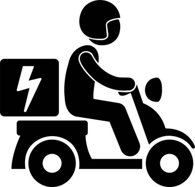 Teslimat motosiklet ikonu düz stil. Şeffaf arkaplanda izole edilmiş. Ulaşım sembolü uygulamaları ve web siteleri için hızlı hareket eden motorlu motosiklet sanat vektörü tasarım kullanımı