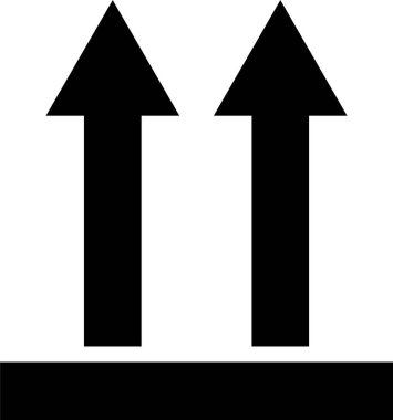 Düz stil simgeleriyle yukarı doğru ok sembolü. Şeffaf arkaplan .cardboard kutularına veya uyarı işaretleri logotype vektörü ve web sitesi gibi malların ambalajına izole edilmiş