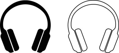 Kulaklık simgesi düz, hat ayarlandı. Şeffaf arkaplanda izole edilmiş. Ses aygıtı işi konsepti. Uygulamalar, web siteleri için müşteri hizmetleri veya kulaklık desteği veya kulaklık vektörü koleksiyonu
