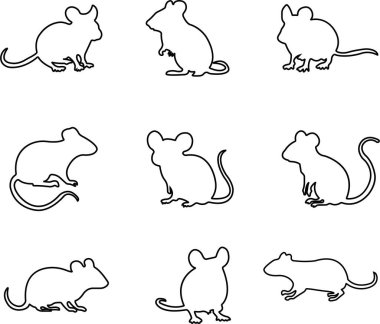 Modaya uygun çizgi biçiminde fare hayvan simgesi. Şeffaf arkaplanda izole edilmiş. Fare, fare ve işaret sembolleri koleksiyonu uygulama ve web sitesi için vektör tasarımı