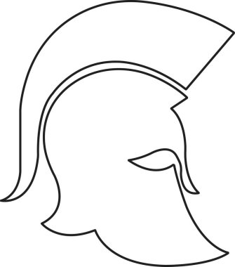 Spartalı miğfer simgesi hizada. Şeffaf arkaplanda izole edilmiş. Yunan gladyatör tasarım unsurları için kullanılan amblemler logo, etiket, işaret, sembol için oluşturulur. Uygulamalar ve web sitesi için vektör