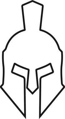 Spartalı miğfer simgesi hizada. Şeffaf arkaplanda izole edilmiş. Yunan gladyatör tasarım unsurları için kullanılan amblemler logo, etiket, işaret, sembol için oluşturulur. Uygulamalar ve web sitesi için vektör