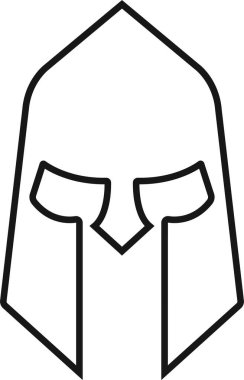 Spartalı miğfer simgesi hizada. Şeffaf arkaplanda izole edilmiş. Yunan gladyatör tasarım unsurları için kullanılan amblemler logo, etiket, işaret, sembol için oluşturulur. Uygulamalar ve web sitesi için vektör