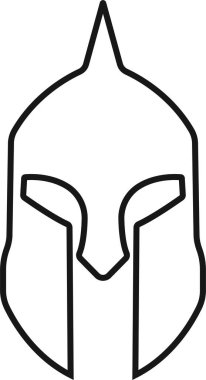 Spartalı miğfer simgesi hizada. Şeffaf arkaplanda izole edilmiş. Yunan gladyatör tasarım unsurları için kullanılan amblemler logo, etiket, işaret, sembol için oluşturulur. Uygulamalar ve web sitesi için vektör