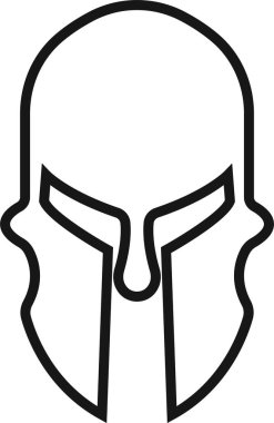 Spartalı miğfer simgesi hizada. Şeffaf arkaplanda izole edilmiş. Yunan gladyatör tasarım unsurları için kullanılan amblemler logo, etiket, işaret, sembol için oluşturulur. Uygulamalar ve web sitesi için vektör