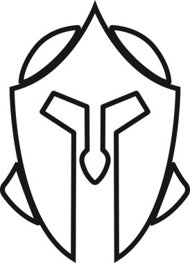 Spartalı miğfer simgesi hizada. Şeffaf arkaplanda izole edilmiş. Yunan gladyatör tasarım unsurları için kullanılan amblemler logo, etiket, işaret, sembol için oluşturulur. Uygulamalar ve web sitesi için vektör