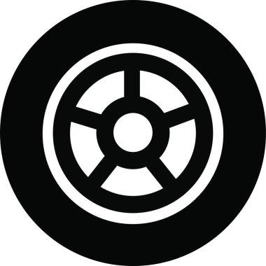 Lastik ikonu düz moda tarzında. Otomobil, motosiklet aracı veya uygulamalar ve web siteleri için jant işareti vektörlü otomobil lastiği tekerleği için şeffaf arka plan tasarımı üzerinde izole edilmiş