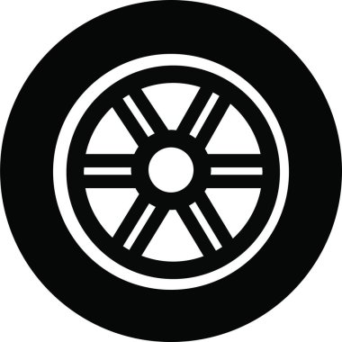 Lastik ikonu düz moda tarzında. Otomobil, motosiklet aracı veya uygulamalar ve web siteleri için jant işareti vektörlü otomobil lastiği tekerleği için şeffaf arka plan tasarımı üzerinde izole edilmiş