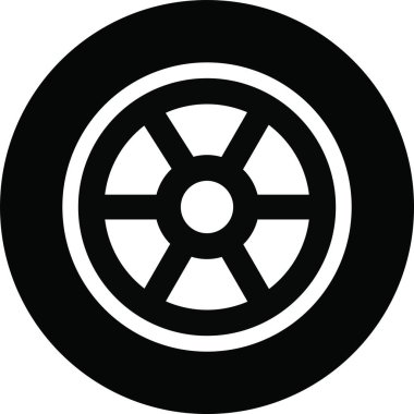 Lastik ikonu düz moda tarzında. Otomobil, motosiklet aracı veya uygulamalar ve web siteleri için jant işareti vektörlü otomobil lastiği tekerleği için şeffaf arka plan tasarımı üzerinde izole edilmiş