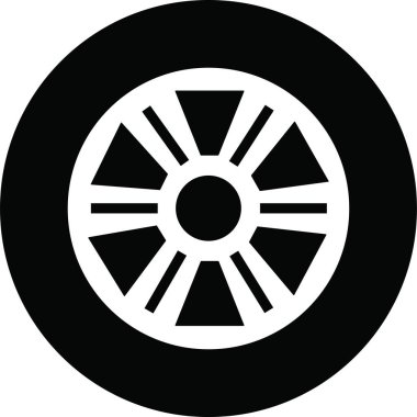 Lastik ikonu düz moda tarzında. Otomobil, motosiklet aracı veya uygulamalar ve web siteleri için jant işareti vektörlü otomobil lastiği tekerleği için şeffaf arka plan tasarımı üzerinde izole edilmiş