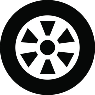 Lastik ikonu düz moda tarzında. Otomobil, motosiklet aracı veya uygulamalar ve web siteleri için jant işareti vektörlü otomobil lastiği tekerleği için şeffaf arka plan tasarımı üzerinde izole edilmiş