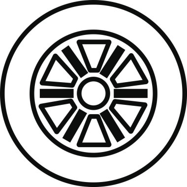 Lastik ikonu moda tarzında. Otomobil, motosiklet aracı veya uygulamalar ve web siteleri için jant işareti vektörlü otomobil lastiği tekerleği için şeffaf arka plan tasarımı üzerinde izole edilmiş