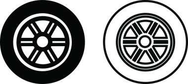 Lastik ikonu düz ve moda tarzında ayarlandı. Otomobil, motosiklet aracı veya uygulamalar ve web siteleri için jant işareti vektörlü otomobil lastiği tekerleği için şeffaf arkaplan koleksiyonunda izole edilmiş