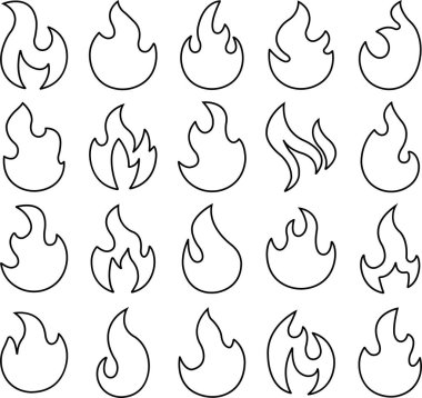 Çizgi biçiminde ateş simgesi oluşturuldu. Şeffaf arkaplanda izole edilmiş ateş alevi sembolü. Şenlik ateşi silueti logosu. Acil Durum İlişkili Böyle Otomatik Dış Siren vektör uygulamaları web sitesi içerir