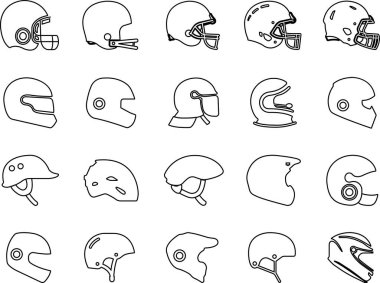 Motosiklet kaskı simgesi hizada. Şeffaf arkaplanda izole edilmiş. Yarış için farklı araç, bisiklet ve bisiklet kullanın. Kafanızı korumak için basit miğfer işaretleri kullanın. uygulamalar ve web sitesi için vektör
