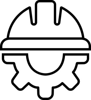 Vites simgesinde inşaat miğferi var. Şeffaf arka plan inşaatı, işçilik ve mühendislik sembolleri üzerine izole edilmiş. İş kıyafeti, kask dişlisi. Güvenlik ve koruma. uygulamalar için vektör