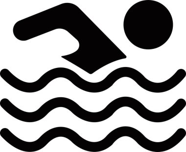 Yüzme figürü simgesi. Şeffaf arkaplanda izole edilmiş. Spor tabelasından bir erkek yüzme figürü, uygulamalar ve web siteleri için sembol vektörü tasarla