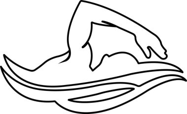 Yüzme figürü tarzı bir ikon. Şeffaf arkaplanda izole edilmiş. Spor tabelasından bir erkek yüzme figürü, uygulamalar ve web siteleri için sembol vektörü tasarla