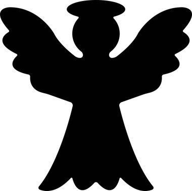 Düz stil kanatlı melekler. Şeffaf arkaplanda izole edilmiş. Yayılmış, Noel meleği ikonu kutsal melek işareti mobil konsept ve web sitesi tasarımı için. Sembol, grafik logo Vektörü