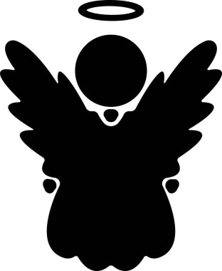 Düz stil kanatlı melekler. Şeffaf arkaplanda izole edilmiş. Yayılmış, Noel meleği ikonu kutsal melek işareti mobil konsept ve web sitesi tasarımı için. Sembol, grafik logo Vektörü