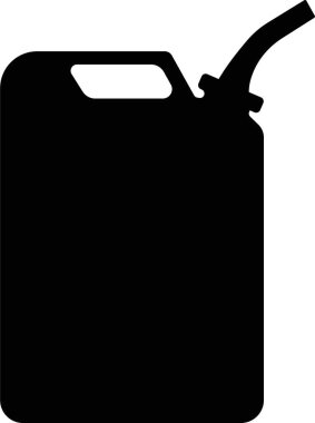 Jerrycan, şeffaf arkaplanda izole edilmiş düz stil piktogram ikonu. Benzin, benzin, yakıt ya da yağ kutusu sembolü. uygulamalar için siyah dizel plastik boş su kabı vektörü, web sitesi