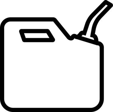 Jerrycan, transparan arkaplanda izole edilmiş çizgi biçiminde bir kutu simgesi. Benzin, benzin, yakıt ya da yağ kutusu sembolü. uygulamalar için siyah dizel plastik boş su kabı vektörü, web sitesi