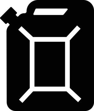 Jerrycan, şeffaf arkaplanda izole edilmiş düz stil piktogram ikonu. Benzin, benzin, yakıt ya da yağ kutusu sembolü. uygulamalar için siyah dizel plastik boş su kabı vektörü, web sitesi