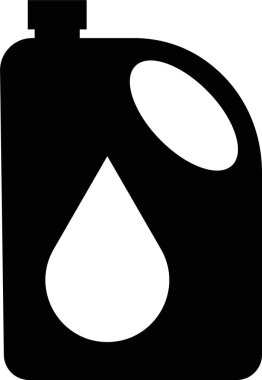 Jerrycan, şeffaf arkaplanda izole edilmiş düz stil piktogram ikonu. Benzin, benzin, yakıt ya da yağ kutusu sembolü. uygulamalar için siyah dizel plastik boş su kabı vektörü, web sitesi