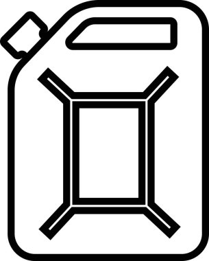 Jerrycan, transparan arkaplanda izole edilmiş çizgi biçiminde bir kutu simgesi. Benzin, benzin, yakıt ya da yağ kutusu sembolü. uygulamalar için siyah dizel plastik boş su kabı vektörü, web sitesi